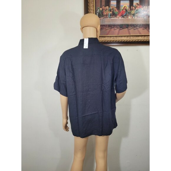 Caribbean Mens Shirt Size L Black Floral Graphic Hawaiian Short Sleeve NWT (37) - Picture 5 of 10